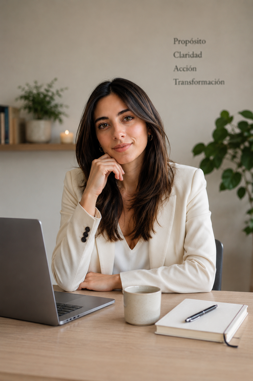 María Alejandra en su espacio de trabajo durante una sesión de coaching